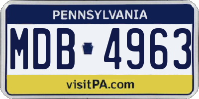 PA license plate MDB4963