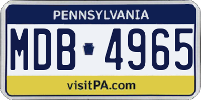 PA license plate MDB4965