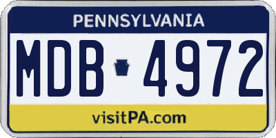 PA license plate MDB4972