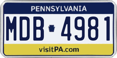 PA license plate MDB4981