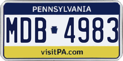 PA license plate MDB4983