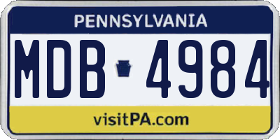 PA license plate MDB4984