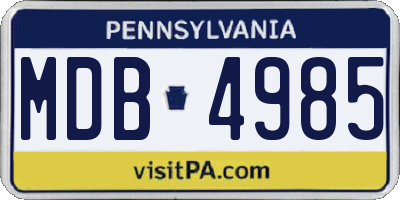 PA license plate MDB4985