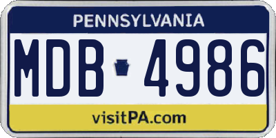 PA license plate MDB4986