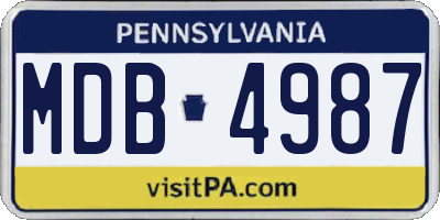 PA license plate MDB4987