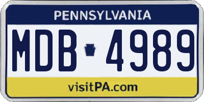 PA license plate MDB4989