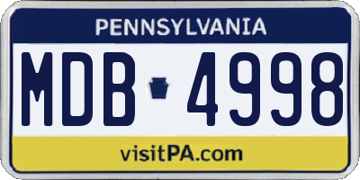 PA license plate MDB4998