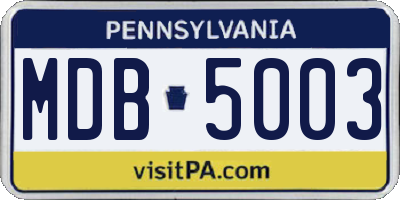 PA license plate MDB5003