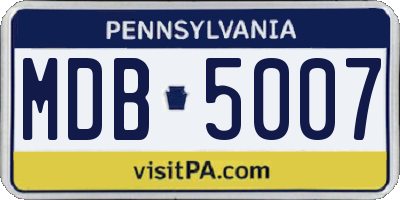 PA license plate MDB5007