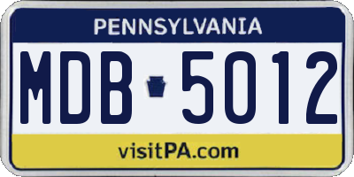 PA license plate MDB5012