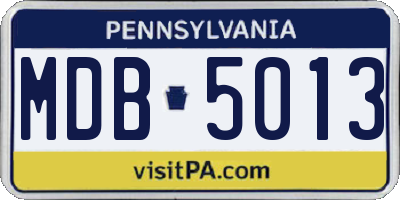 PA license plate MDB5013