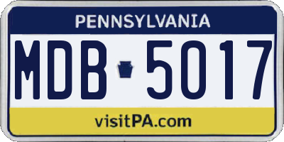 PA license plate MDB5017
