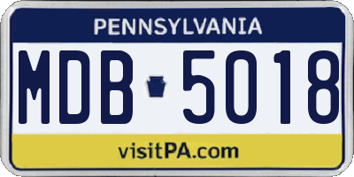 PA license plate MDB5018