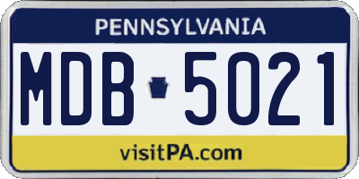 PA license plate MDB5021