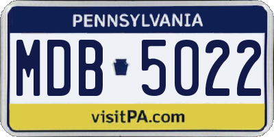 PA license plate MDB5022