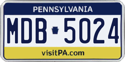 PA license plate MDB5024