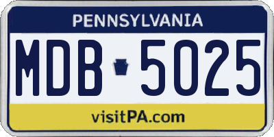 PA license plate MDB5025