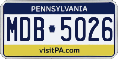 PA license plate MDB5026