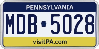 PA license plate MDB5028