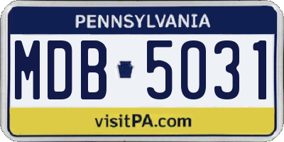 PA license plate MDB5031