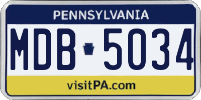PA license plate MDB5034
