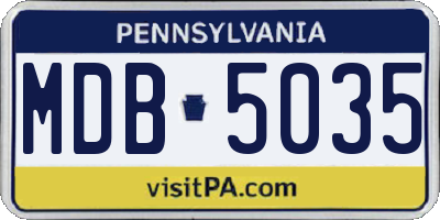 PA license plate MDB5035
