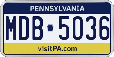 PA license plate MDB5036
