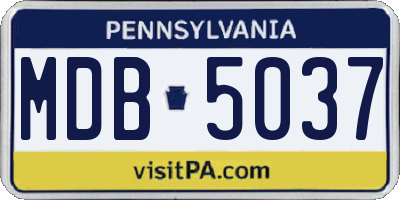 PA license plate MDB5037