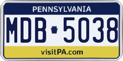 PA license plate MDB5038