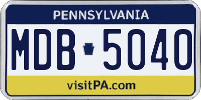 PA license plate MDB5040