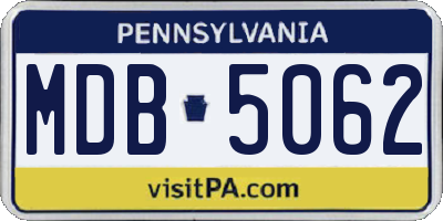 PA license plate MDB5062
