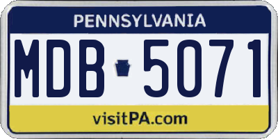 PA license plate MDB5071