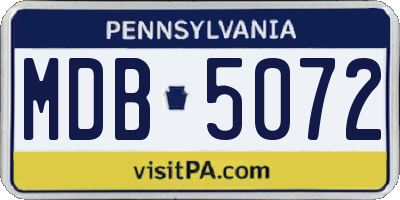 PA license plate MDB5072