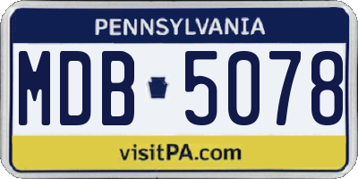 PA license plate MDB5078