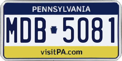PA license plate MDB5081