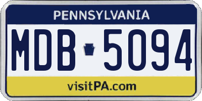 PA license plate MDB5094