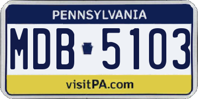 PA license plate MDB5103