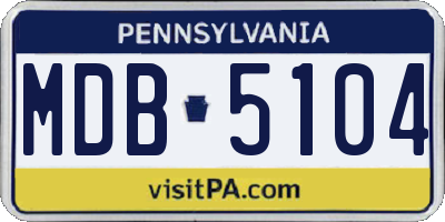 PA license plate MDB5104