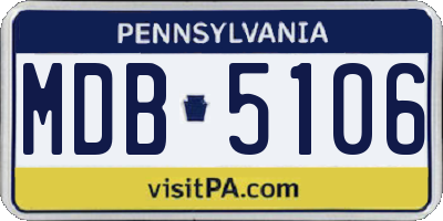 PA license plate MDB5106