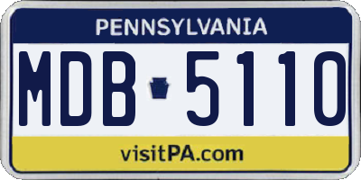 PA license plate MDB5110