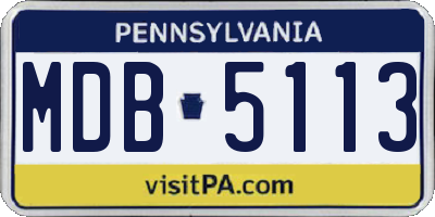 PA license plate MDB5113