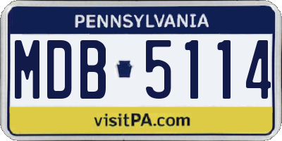 PA license plate MDB5114