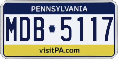 PA license plate MDB5117