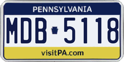 PA license plate MDB5118