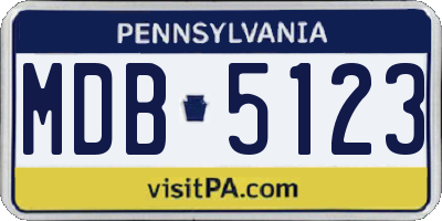 PA license plate MDB5123
