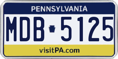 PA license plate MDB5125