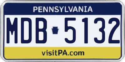 PA license plate MDB5132
