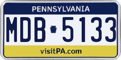 PA license plate MDB5133