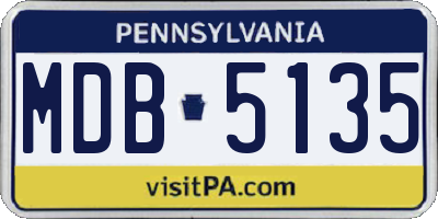 PA license plate MDB5135