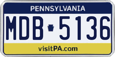 PA license plate MDB5136